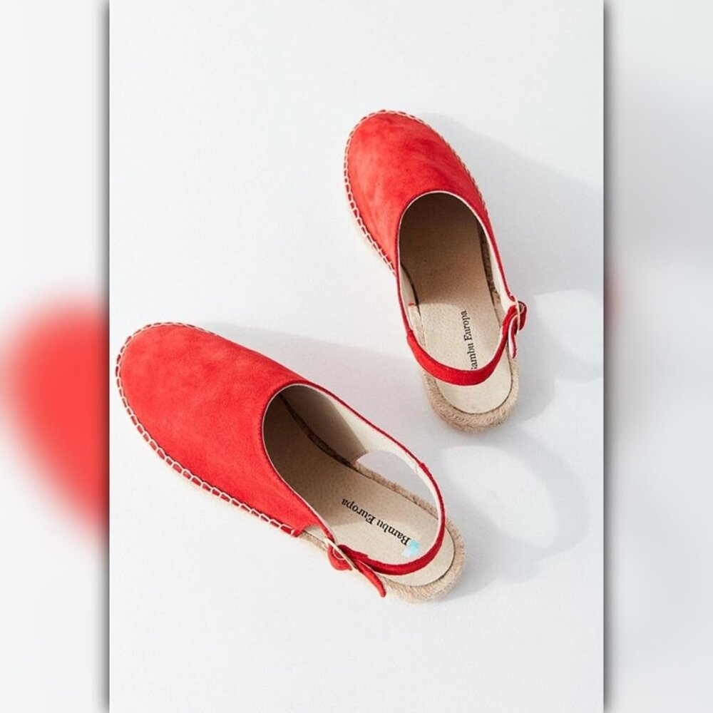 A607 • Coral Suede Slingback Espadrille Flats
